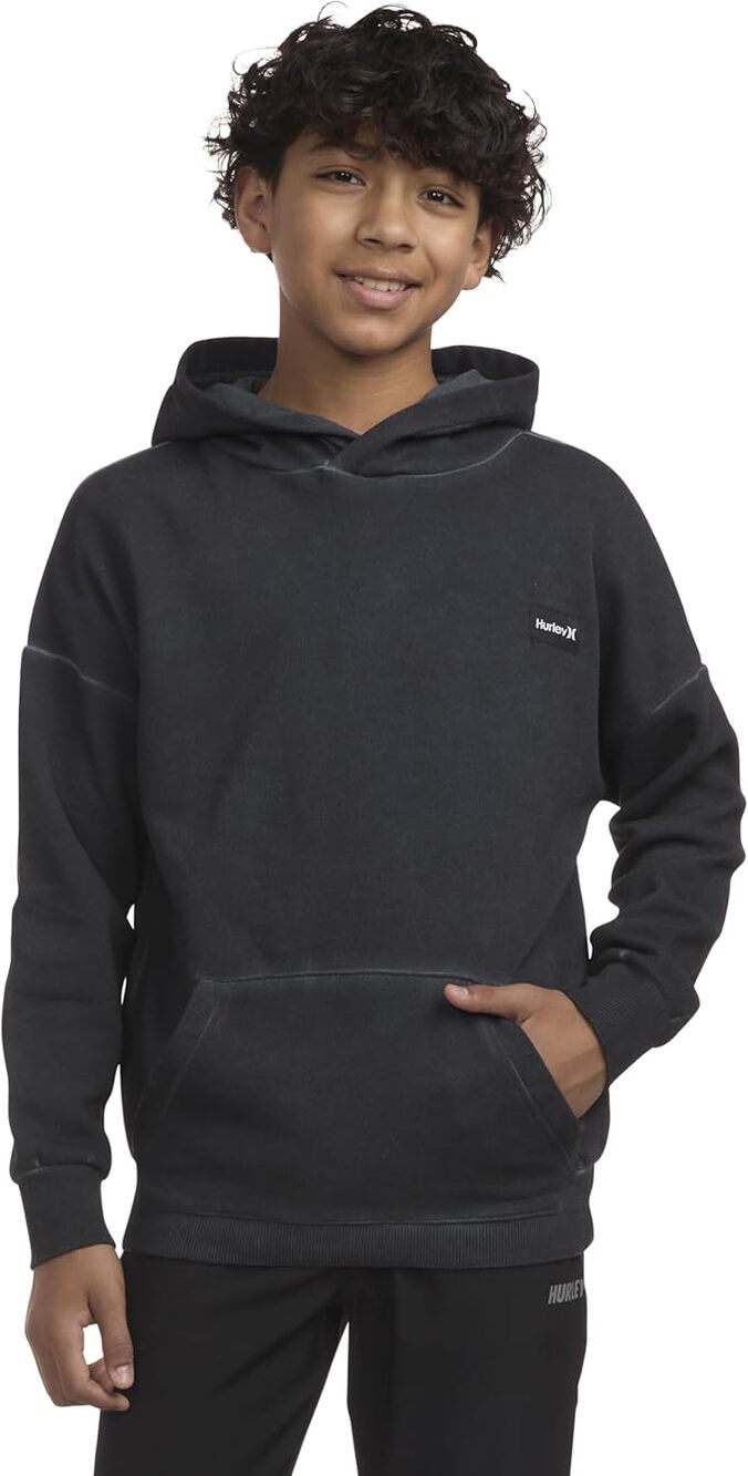 NWT Hurley Boys Black Soft Knit Pullover Hoodie Sweatshirt Youth Size XL